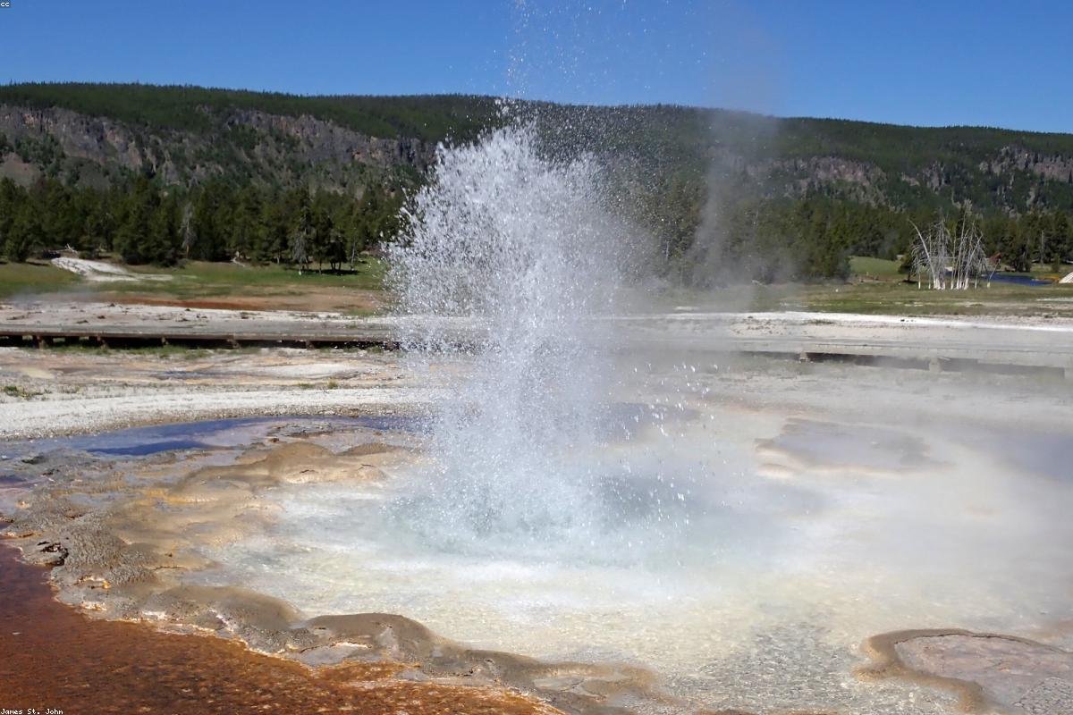 Yellowstone Geyser and Colorful Hot Springs