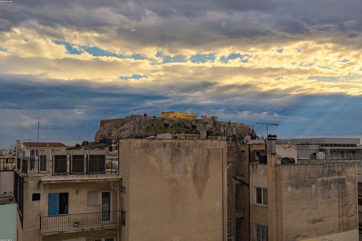 The Acropolis and the Parthenon of Athens and the city